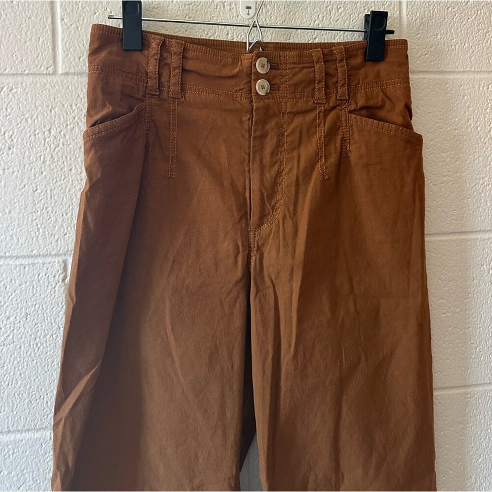 Anthropologie Wide Leg Casual Pants Size 28 Bronze Crop Linen Cotton - Picture 3 of 12